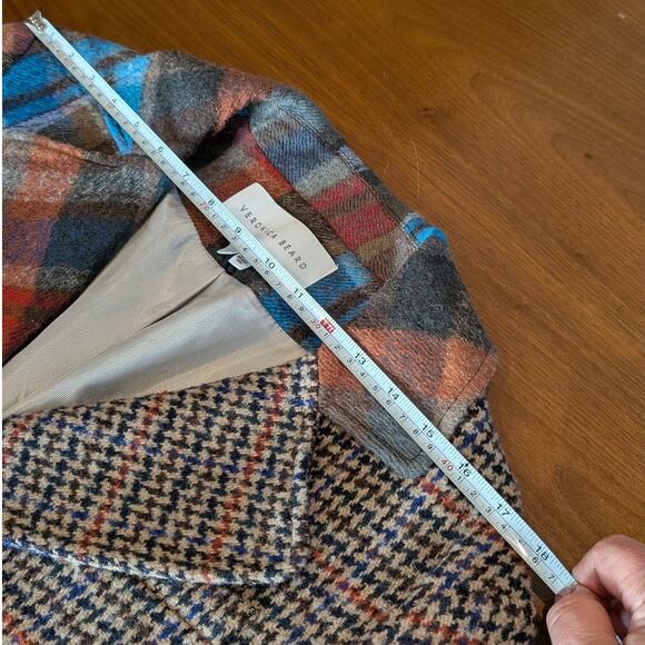 Veronica Beard India Patchwork Dickey Plaid Houndstooth 100% Wool Coat, size S - Picture 6 of 11